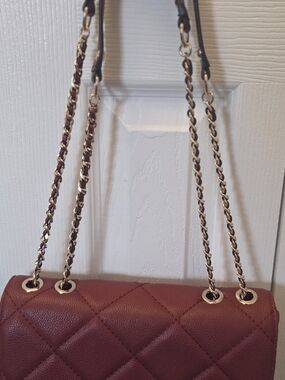 Guess Quilted Chain-Handle Shoulder Bag in Deep Burgundy